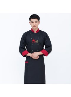 NIBEMINENT Short Sleeve Kitchen Uniform Black Chef Jacket grey Cook Coat Chef T-shirt Baker Work Uniform Waiter Restaurant Hotel Clothes  - Image 1