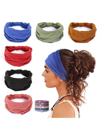 6 Pack Wide Headbands For Women Non Slip Soft Elastic Hair Bands Yoga Running Sports Workout Gym Head Wraps Knotted Cotton Cloth African Turbans Bandana (With 6 Pcs Hair Ties) - pzsku/Z5CA9CEDC778B763BB2E3Z/45/_/1721025046/5e39e9bd-50e4-4471-8770-1a271b57edea