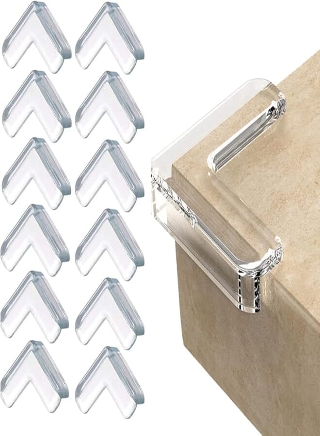 ECVV ECVV 12 Pack Corner Guards Clear Safety Corner Protectors High Resistant Adhesive Gel Best Baby Proof Stop Child Head Injuries Tables, Furniture & Sharp Corners Proofing (L-Shaped)
