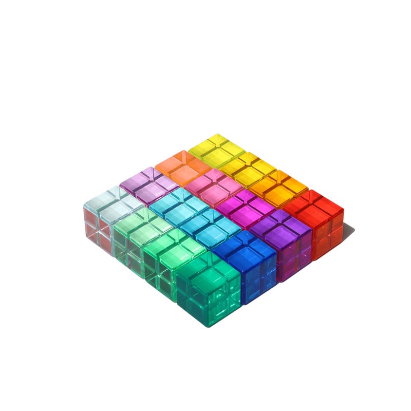 KOAICS Rainbow Crystal Acrylic Cubes Children Learning Color Light Shadow Toy, Stacking Gem Blocks Sensory Building Blocks for Kids(16PCS)â€¦ - Image 2
