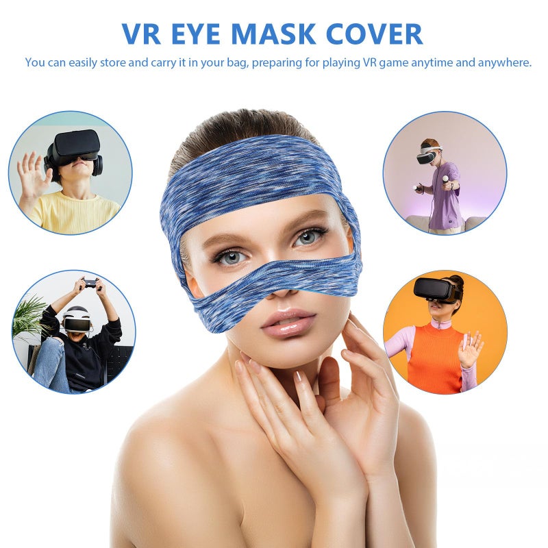 Quick Drying Blue Mesh VR Headset Eye Mask Cover Sweatproof Breathable Padding - Image 5