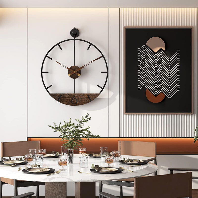 DAYDAYART Modern Wood Walnut Dial Wall Clock, Large Simple Wall Decor Metal Frame Silent Non Ticking Clock for Living Room Decor, Kitchen, Bedroom, Study Decoration, Handmade Home Gift Idea, 15.8 in - Image 5