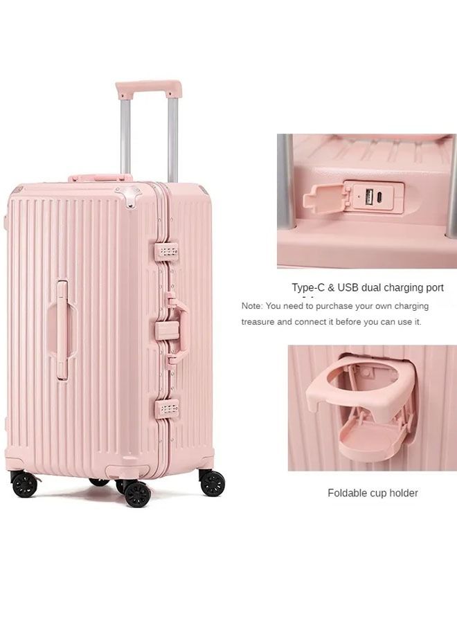 NKX Premium Expandable Aluminum Frame ABS and PC Suitcase With USB Charging Port and C Type and 5 Wheel 24 Inch  - Image 1