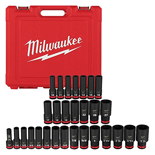 Milwaukee مجموعة مفاتيح Milwaukee الكهربائية 29 قطعة 12DR SAE مقياس DP 6PT