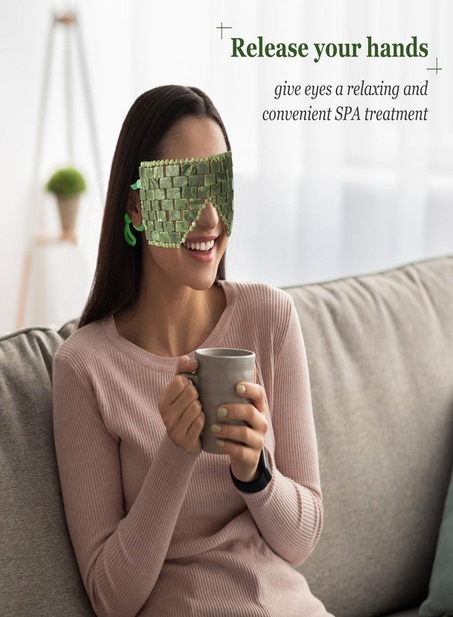 LazyGa Jade Eye Mask,Large Facial Cooling Mask with Green Ear Strings 100% Real Jade for Hot & Cold Therapy,Green Jade Facial Eyes Sleeping Mask Relief Eye Cover - Image 3
