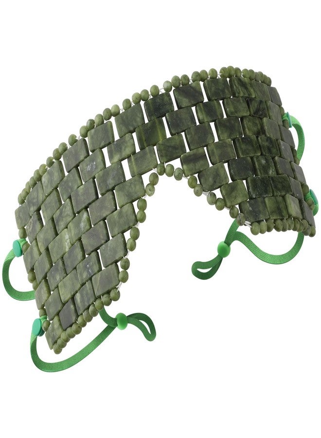 LazyGa Jade Eye Mask,Large Facial Cooling Mask with Green Ear Strings 100% Real Jade for Hot & Cold Therapy,Green Jade Facial Eyes Sleeping Mask Relief Eye Cover - Image 1