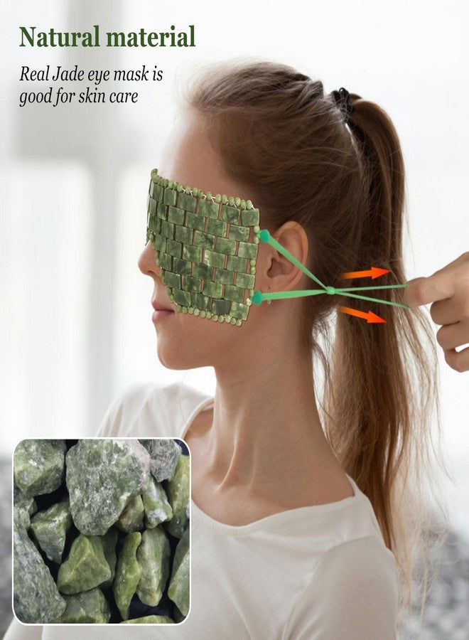 LazyGa Jade Eye Mask,Large Facial Cooling Mask with Green Ear Strings 100% Real Jade for Hot & Cold Therapy,Green Jade Facial Eyes Sleeping Mask Relief Eye Cover - Image 5