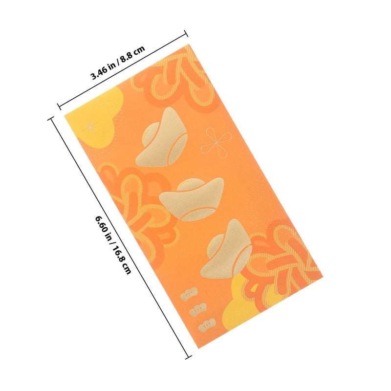 6pcs Chinese Red Envelopes with Embossed Gold Foil Yuanbao Design for Wedding Lunar New Year - Image 3