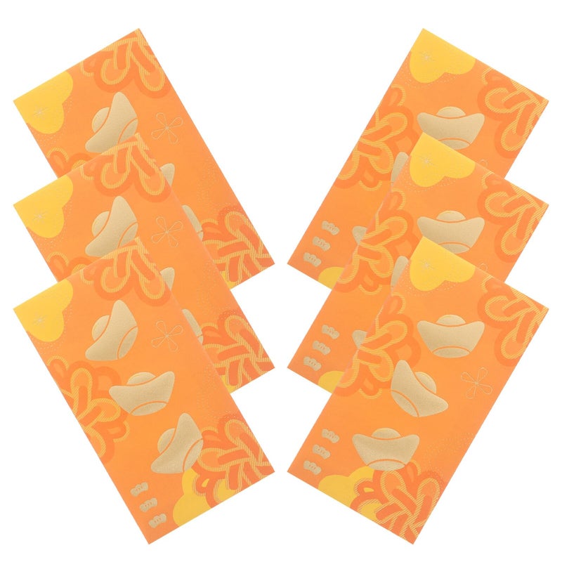 6pcs Chinese Red Envelopes with Embossed Gold Foil Yuanbao Design for Wedding Lunar New Year - Image 2