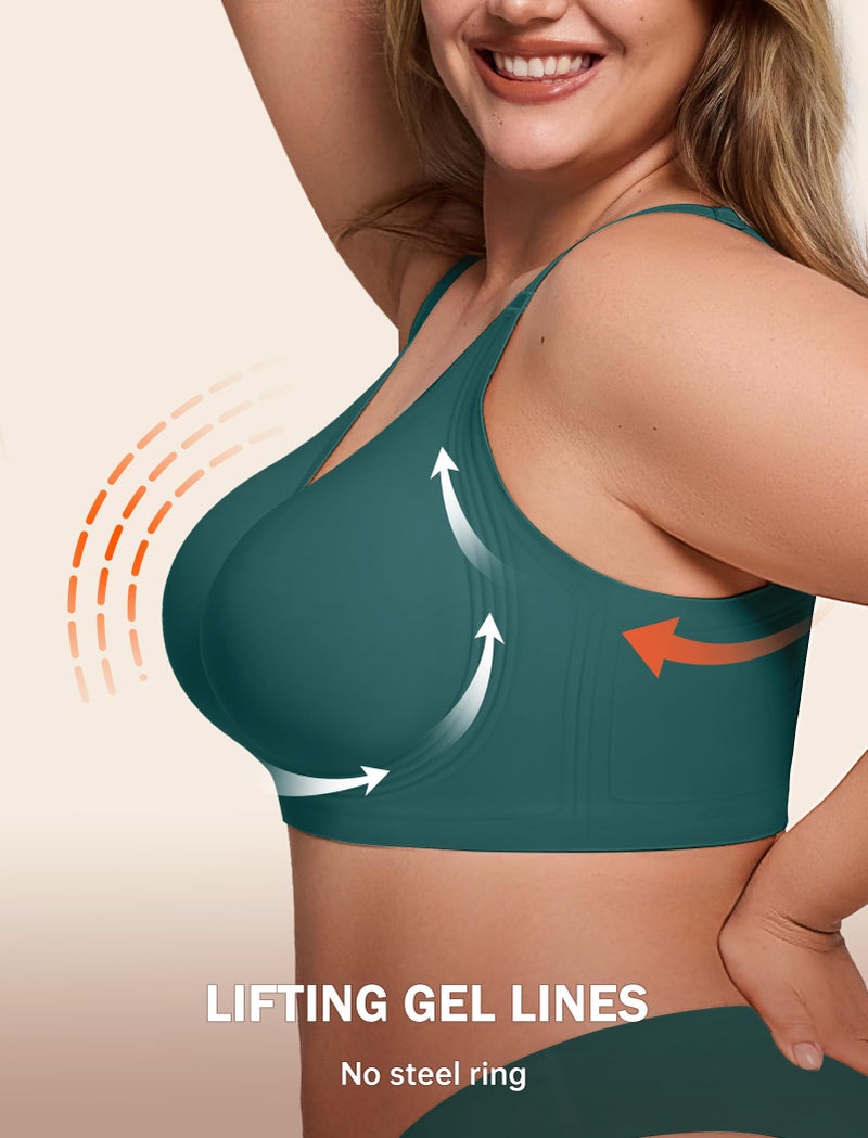 LetsJoli Jelly Bras for Women Push Up Bra Wireless No Underwire Supportive Full Coverage Plus Size for Older Women(Emerald Gem,L) - Image 5