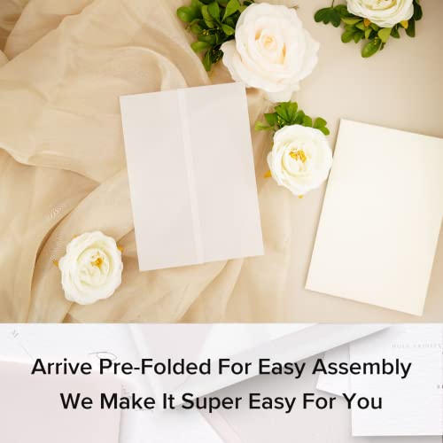 Puremigo 30 Pack Luxury Pre-Folded Vellum Jackets for 5x7 Invitations - Vellum Paper 5x7 Jackets - 115GSM Vellum Wedding Invitations Wraps - Transparent Wedding Invitations Jacket - Image 3