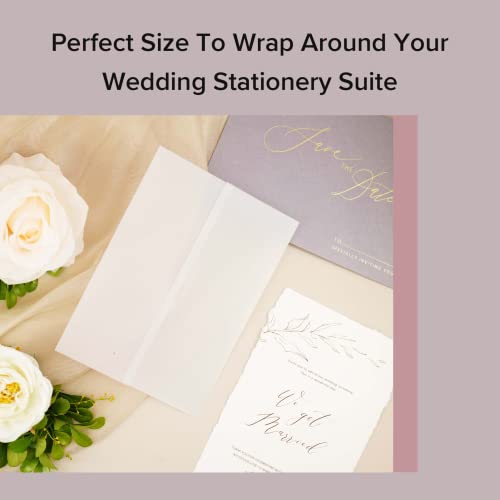 Puremigo 30 Pack Luxury Pre-Folded Vellum Jackets for 5x7 Invitations - Vellum Paper 5x7 Jackets - 115GSM Vellum Wedding Invitations Wraps - Transparent Wedding Invitations Jacket - Image 4