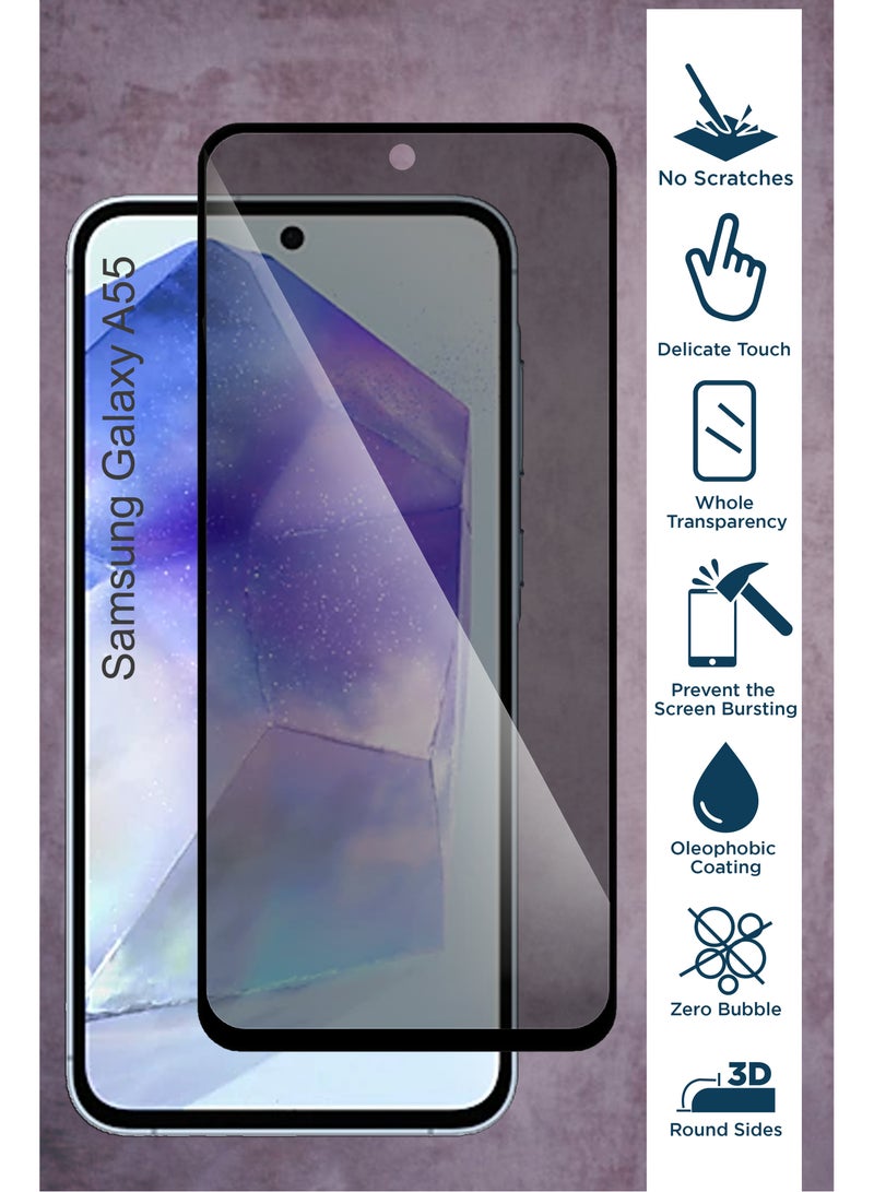 واقي شاشة زجاجي مقوى للخصوصية لهاتف Samsung Galaxy A55 - Image 4