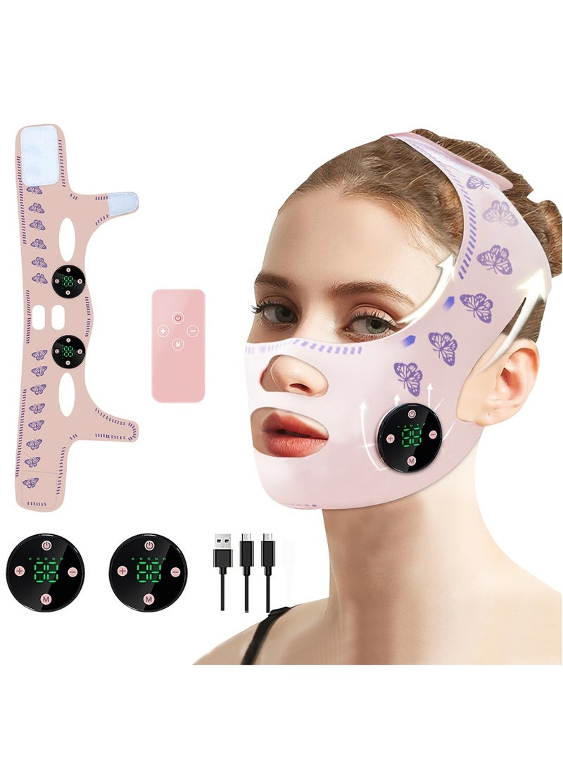 DMYRDH Portable Facial Massage Mask, V-Shaped Face Machine Double Chin Reducer, Electric Double Chin Reducer Face Lifting Device with 5 Modes 19 Intensity Levels Relaxing Facial Muscles - Image 1