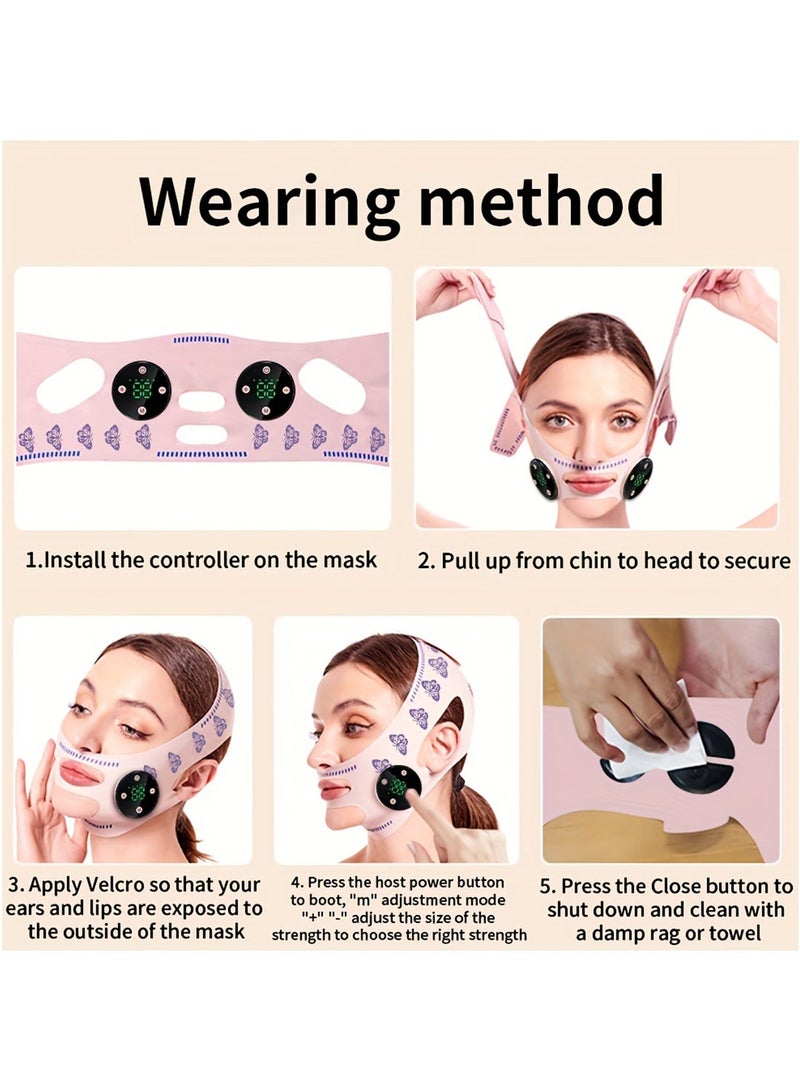 DMYRDH Portable Facial Massage Mask, V-Shaped Face Machine Double Chin Reducer, Electric Double Chin Reducer Face Lifting Device with 5 Modes 19 Intensity Levels Relaxing Facial Muscles - Image 4