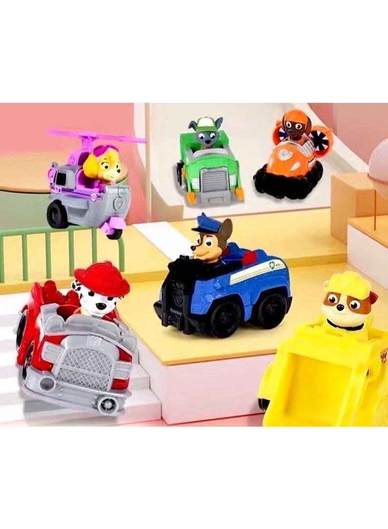 REZZOSS Dogs Patrolling Toy Paw Patrol Toy Cars Set – 9 Piece Patrol Dogs Rescue Vehicle Squad with Figures | Chase, Marshall, Skye, Ryder & Everest Mini Racers | Friction Push & Go Action Playset | Cake Toppers & Birthday Gift for Boys & Girls 3+ - Image 3