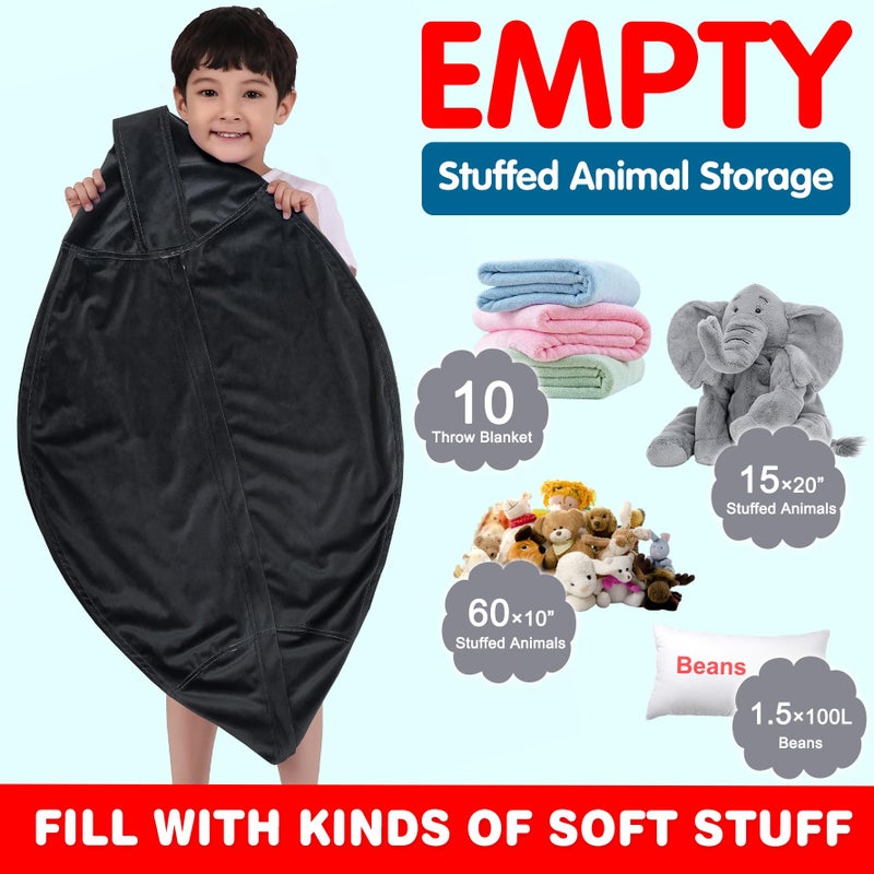 Lukeight Stuffed Animal Storage Bean Bag Chair Cover for Kids, Dinosaur Zipper Beanbag Chair Cover for Organizing Toddler and Kids' Rooms Plush Toys (Dinosaur, Large) - Image 2