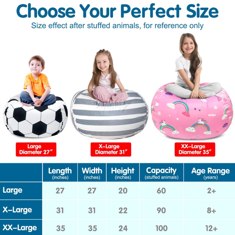 Lukeight Stuffed Animal Storage Bean Bag Chair Cover for Kids, Dinosaur Zipper Beanbag Chair Cover for Organizing Toddler and Kids' Rooms Plush Toys (Dinosaur, Large) - Image 5