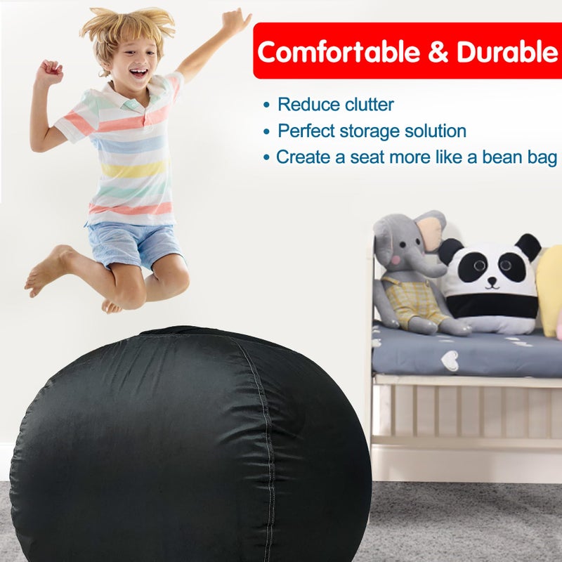Lukeight Stuffed Animal Storage Bean Bag Chair Cover for Kids, Dinosaur Zipper Beanbag Chair Cover for Organizing Toddler and Kids' Rooms Plush Toys (Dinosaur, Large) - Image 3