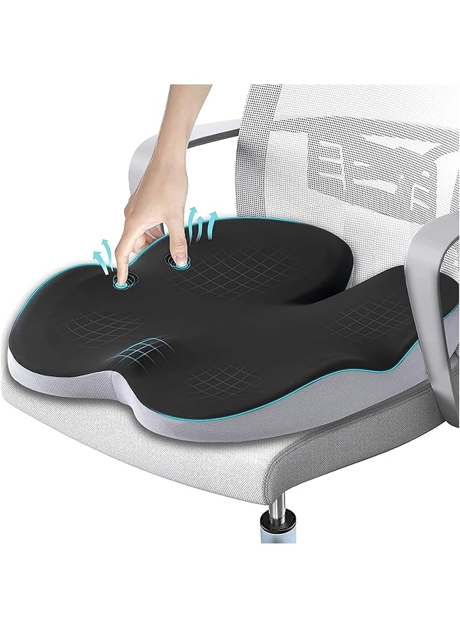 erorex Memory Foam Seat Cushion Car Seat Cushion Office Chair Seat Cushion For For Relief Tailbone And Hip Tire Pressure Relief On The Coccyx For Office Chair Car Seat And Wheelchair Black - Image 1