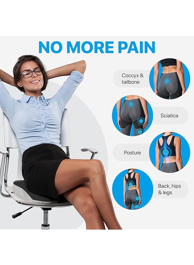 erorex Memory Foam Seat Cushion Car Seat Cushion Office Chair Seat Cushion For For Relief Tailbone And Hip Tire Pressure Relief On The Coccyx For Office Chair Car Seat And Wheelchair Black - Image 4