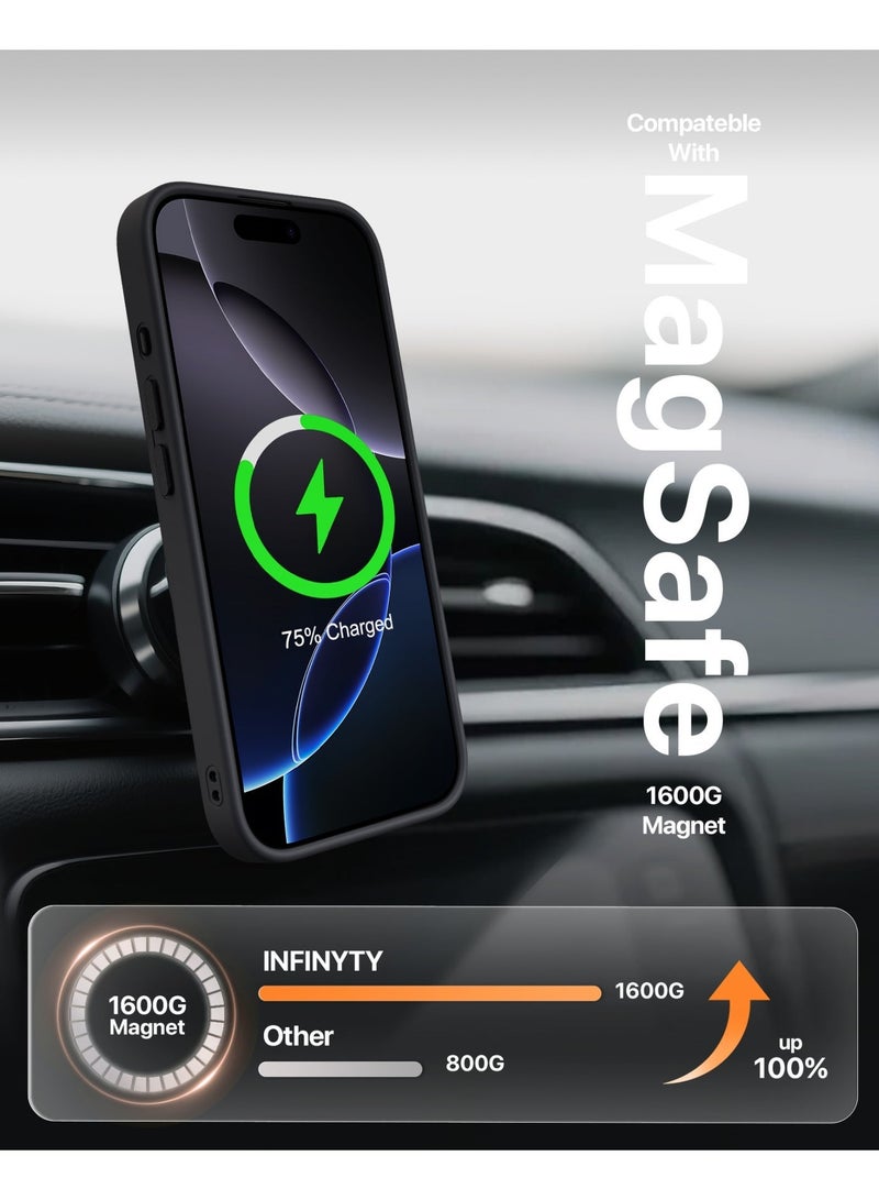 INFINYTY iPhone 16 Case Frosted Soft Gleam (Black) MagSafe Compatible,Hybrid Matte Finish, Seamless Color Match, Mil. Grade Drop-Tested, Air Cushion Corners, Soft Touch, Scratch-Resistant - Image 4