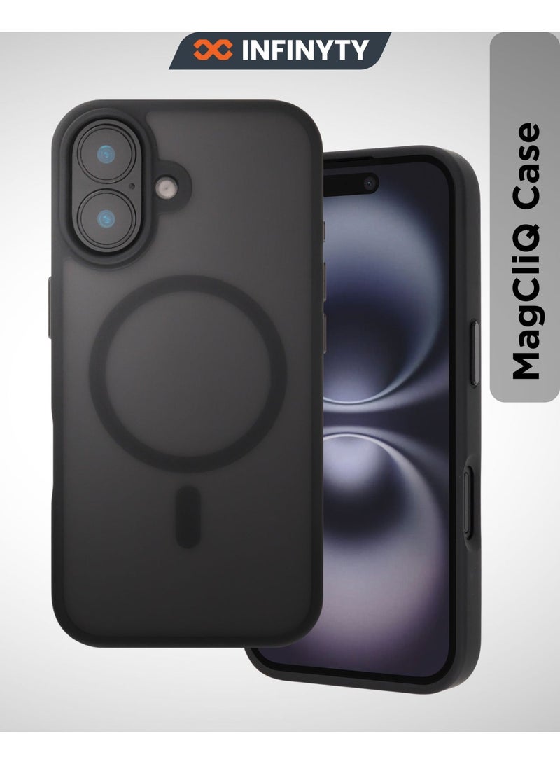 INFINYTY iPhone 16 Case Frosted Soft Gleam (Black) MagSafe Compatible,Hybrid Matte Finish, Seamless Color Match, Mil. Grade Drop-Tested, Air Cushion Corners, Soft Touch, Scratch-Resistant - Image 1