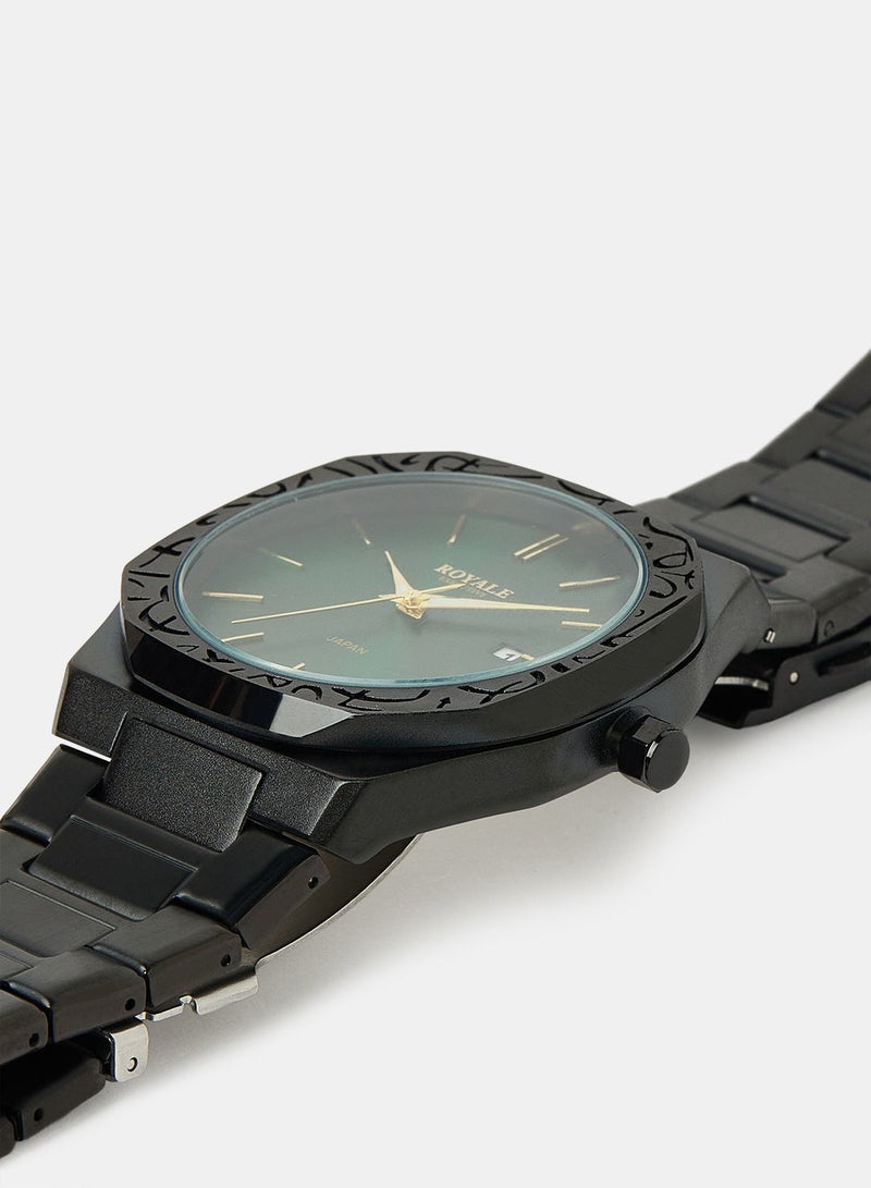 Royale Mega Round Shape Analog Wrist Watch RE224J - 40mm - Black - Image 3