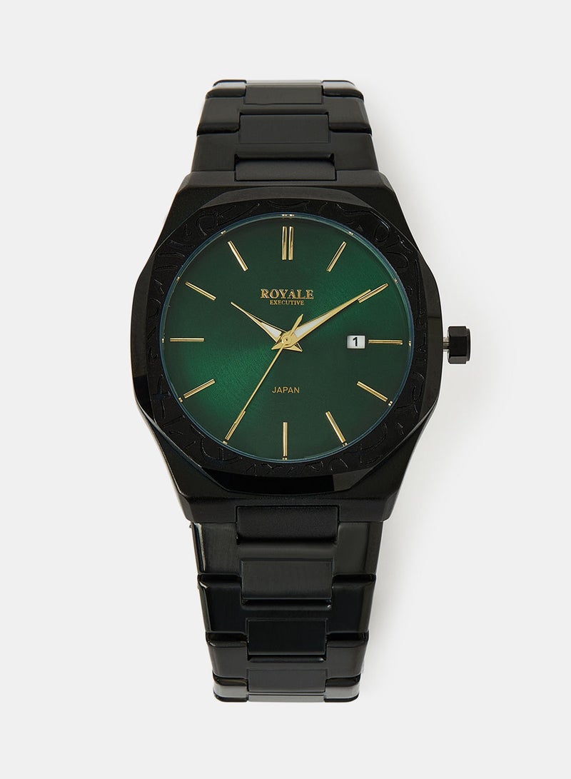 Royale Mega Round Shape Analog Wrist Watch RE224J - 40mm - Black - Image 1