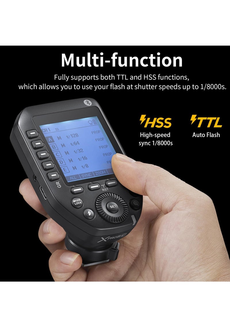 XProII-C Wireless Flash Trigger for Canon Camera, 2.4G Flash Transmitter HSS 1/8000S, Bluetooth Connection, TCM Transform Function, Large LCD Display, Xpro-C Upgrade - Image 2