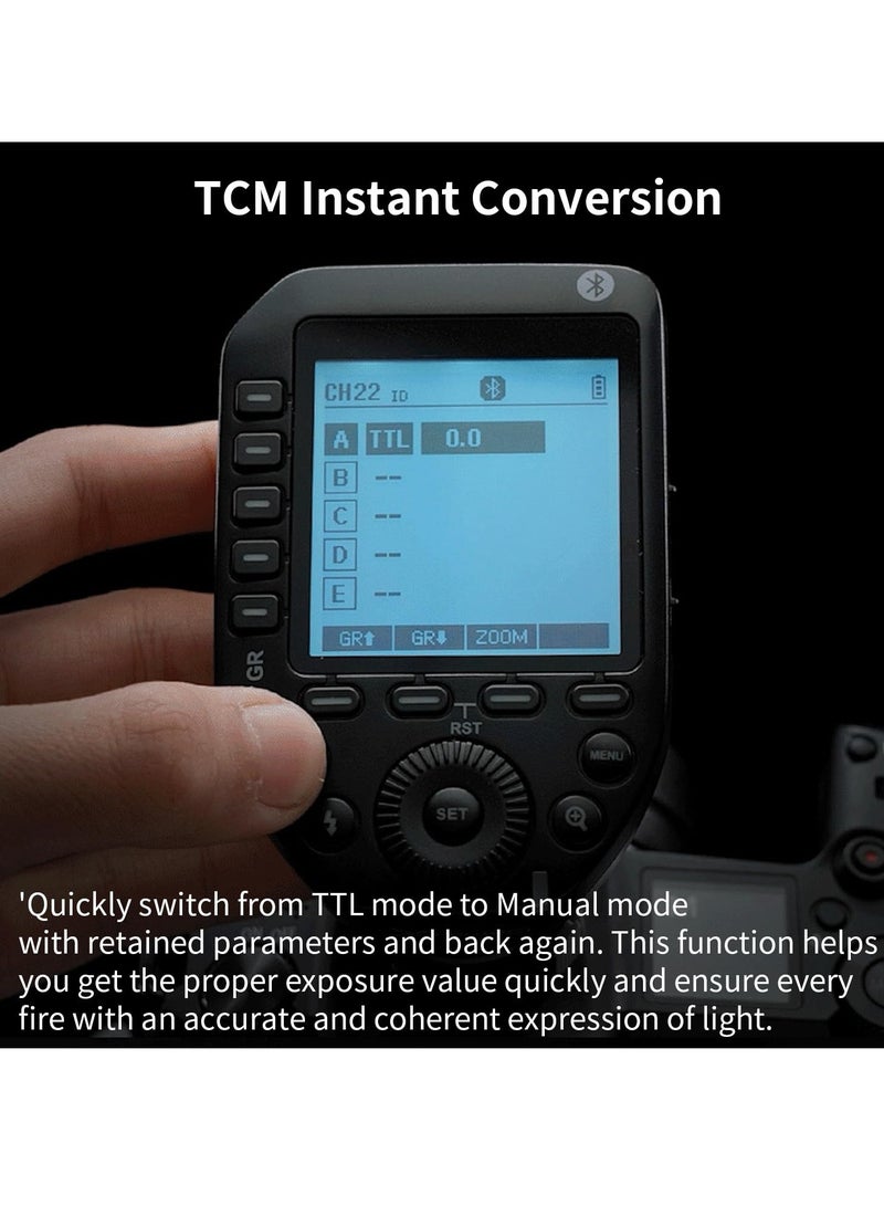 XProII-C Wireless Flash Trigger for Canon Camera, 2.4G Flash Transmitter HSS 1/8000S, Bluetooth Connection, TCM Transform Function, Large LCD Display, Xpro-C Upgrade - Image 5