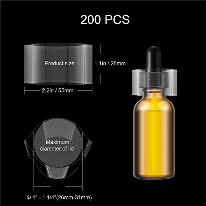 AOUKAR Shrink Wrap Bands for Bottles Jars Seals Shrinkable Plastic Sealer Heat Shrink Bands Cap Seal for Jars Bottles Mouth Shrink Bag Refillable Shrink Wrap Container200 Pieces2.17 x 1.1 Inch55 x 28mm - Image 5