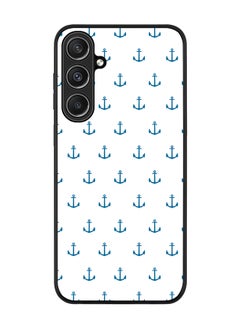 Rugged Black Edge case for Samsung Galaxy S23 FE, Custom Slim fit Flexible Anti Drop Thin Phone Case Cover - Anchor Blue