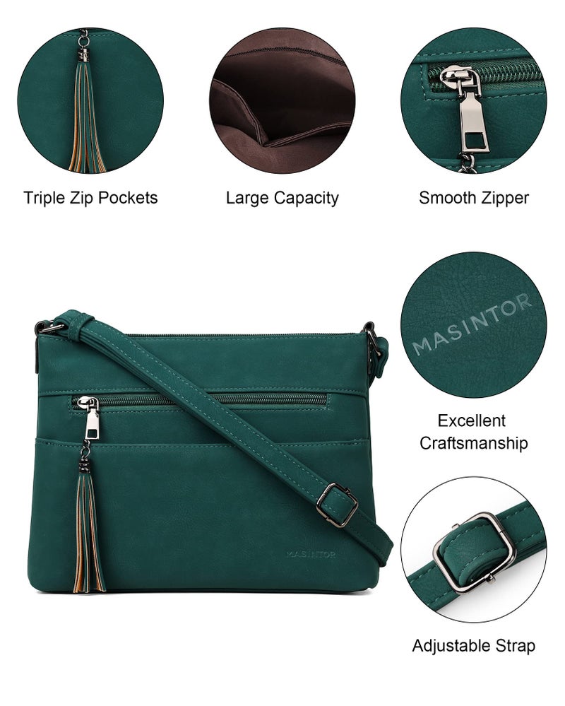 MASINTOR Crossbody Bags for Women, Lightweight Medium Crossbody Purse, Soft Leather Women's Shoulder Handbags with Tassel for Shopping or Travel - Image 5