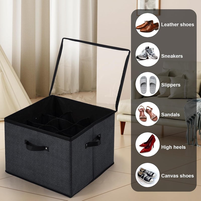 LOOKMINT LOOKMINT Shoe Organizer for Closet Sneakers Bag Fits 16 Pairs Shoe Box with Clear Lid Storage Box with Handles Sandal Organizer with Adjustable Compartments for Cabinet - Image 3