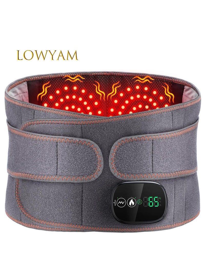 Lowyam Cordless Heating Pad for Back, can be adjusted Heated Waist Belt Wrap with 3 Fast Heating and Vibration Massage Modes, 5000mAh Battery Operated Heated Pad for Back, Waist, Lumbar - Image 1