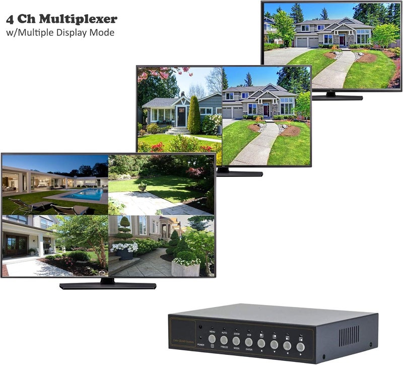 InstallerCCTV Installer CCTV 4CH Video Color Quad Multiplexer with Loopout, Remote Control and Free 1 Amp Power Adapter - Image 3