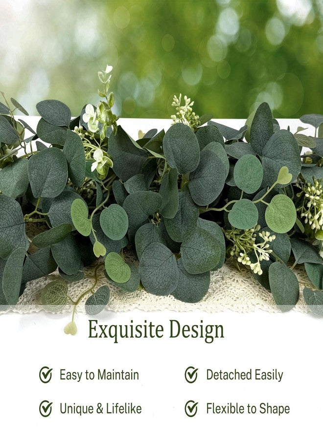 DEYIXUN 4Pcs 6FT Eucalyptus Garland, Green Garland with Flowers,Artificial Faux Greenery Vines for centerpieces Wedding Party Table Runner Room Home Mantle Decor - Image 3