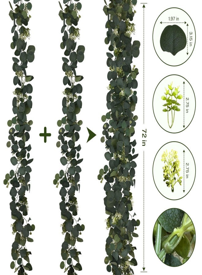DEYIXUN 4Pcs 6FT Eucalyptus Garland, Green Garland with Flowers,Artificial Faux Greenery Vines for centerpieces Wedding Party Table Runner Room Home Mantle Decor - Image 2