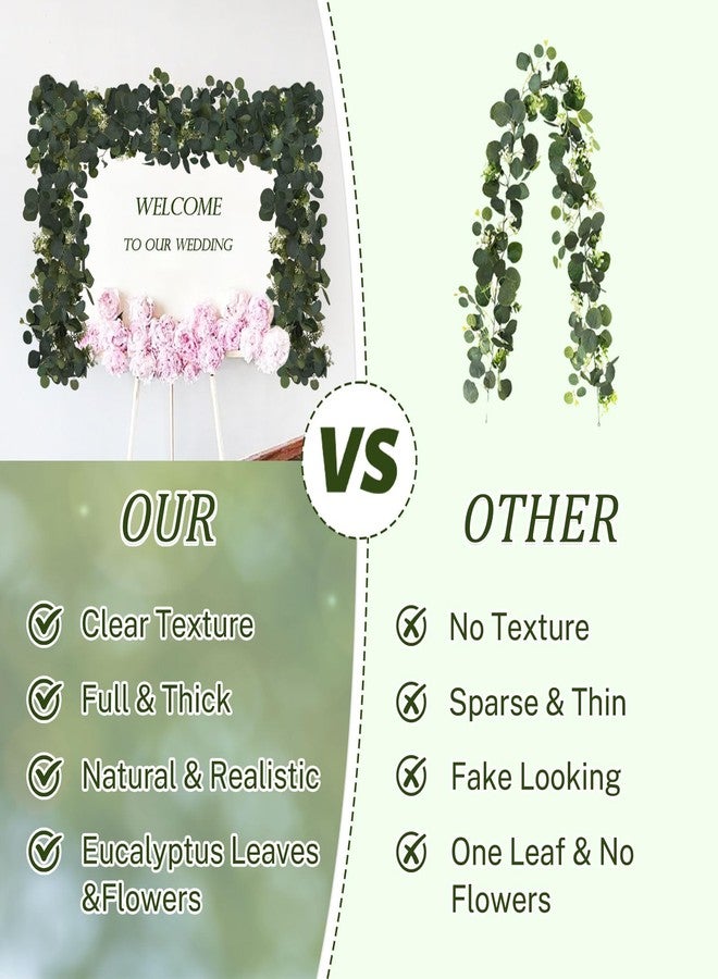 DEYIXUN 4Pcs 6FT Eucalyptus Garland, Green Garland with Flowers,Artificial Faux Greenery Vines for centerpieces Wedding Party Table Runner Room Home Mantle Decor - Image 5