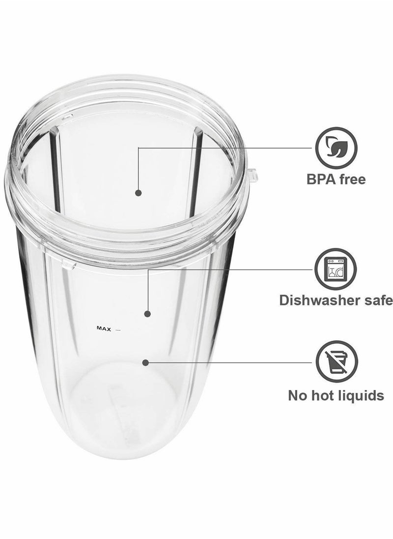 Excefore أكواب عصارة لقطع غيار NutriBullet 600 واط 900 واط 18 أونصة 24 أونصة 32 أونصة أكواب شفافة خلاط عصارة خلاط. شفافة، مادة مطورة، عبوة من قطعتين  - Image 3