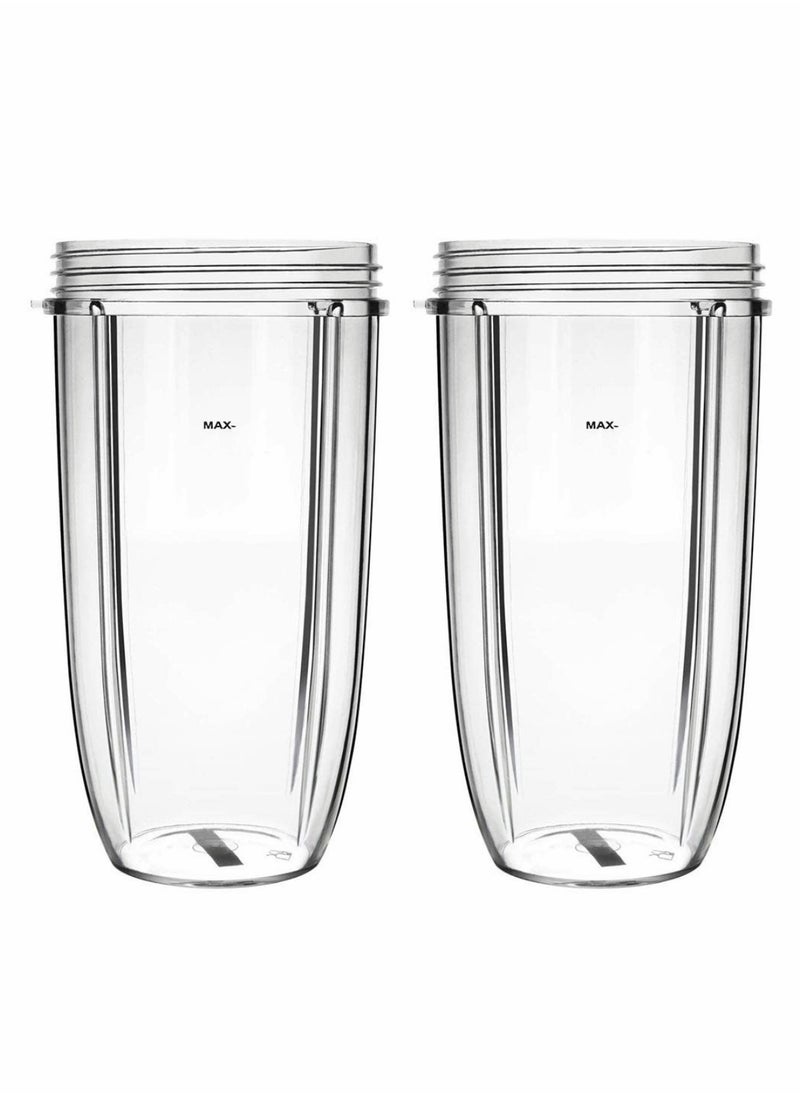 Excefore أكواب عصارة لقطع غيار NutriBullet 600 واط 900 واط 18 أونصة 24 أونصة 32 أونصة أكواب شفافة خلاط عصارة خلاط. شفافة، مادة مطورة، عبوة من قطعتين  - Image 1