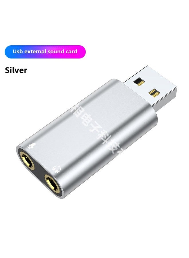USB External Sound Card USB To Headset + Microphone Drive-free Desktop Computer Notebook PS4 External Sound Card-Color:KT0210 DAC 96K Silver  - Image 1
