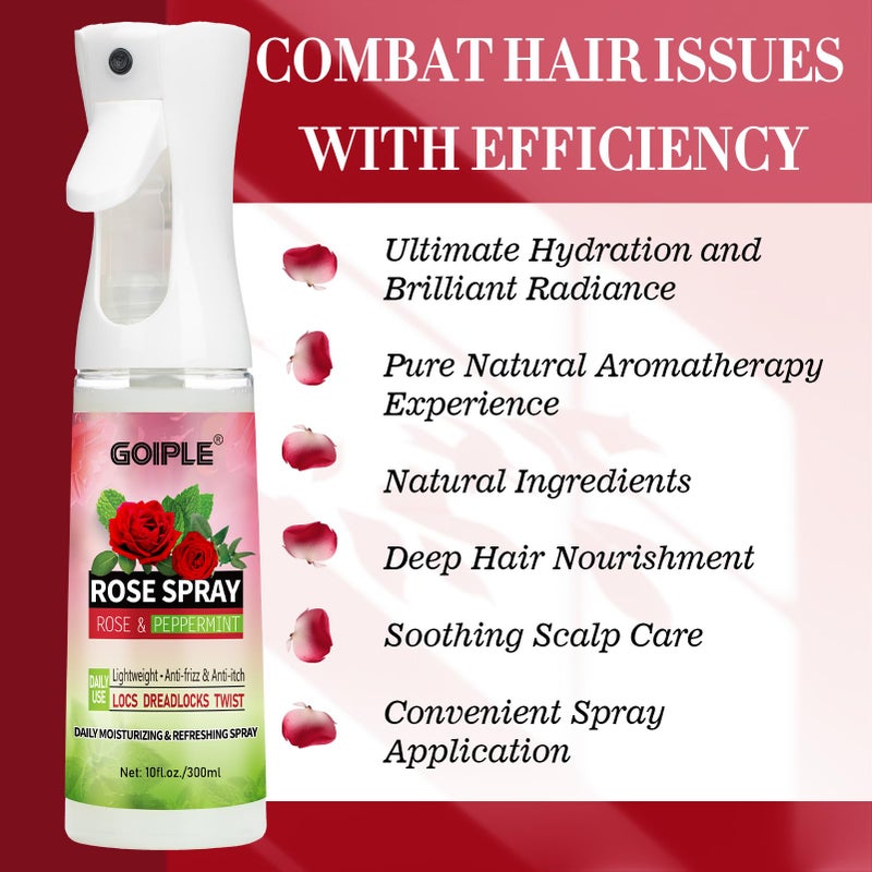 Goiple Rose Water for Hair Loc Spray Moisturizing Refreshing for Locs - Rose Water Hair Scalp Moisturizer - Hydrating Dreadlock Moisturizer to Nourish the Scalp Rosewater & Peppermint Spray Prevents Dry - Image 3