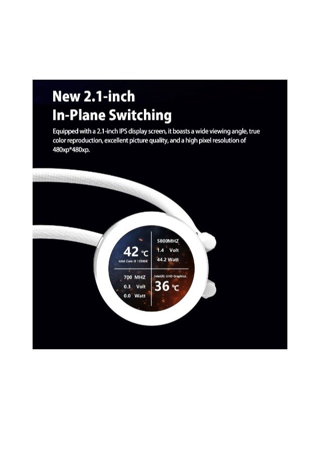 Darkflash DN360S-360mm AIO Liquid CPU Cooler, Customizable 2.1 inch LCD Display, 120mm*3 ARGB PWM Fans, Supports latest LGA 1700,1200,115X, AM5/AM4/AM3 Sockets, Low Noise Liquid Cooler- White