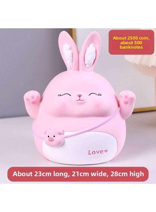 Rabbit Year Piggy Bank Children's Toy Piggy Bank Men's And Women's Gift Coin Box Piggy Bank Worker Vinyl Craft-Color:Rabbit Pink Large  - Image 1