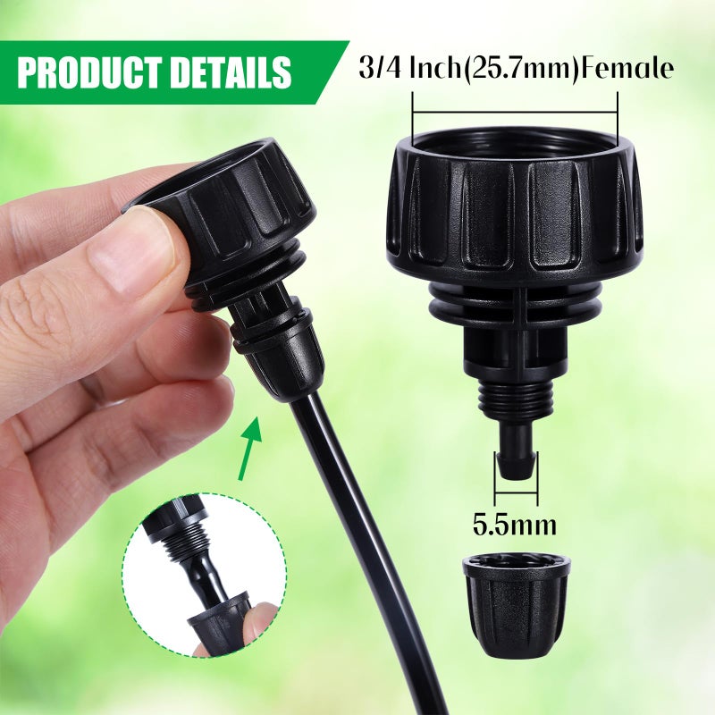 FULAIERGD 3/4'' to1/4'' Irrigation Hose Adapter, Drip Line to Faucet 3/4"Faucet Adapter to1/4" Irrigation tubing Drip Irrigation Hose Adapters, Garden Hose to 1/4 Tubing Adapter for Irrigation System - Image 2