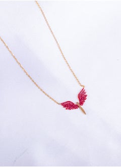 The Black Pearl Accessories Stainless Steel Necklace Gold with Red Zirconic Winging Bird Pendant  - Image 1