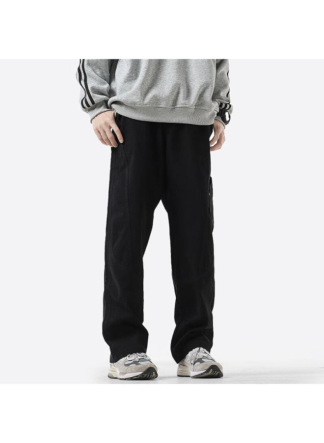 Dingfengbaoluo Pure Cotton American Workwear Pants Men Trendy Durable Loose Straight Casual Trousers Cor60 Black 3XL - Image 3