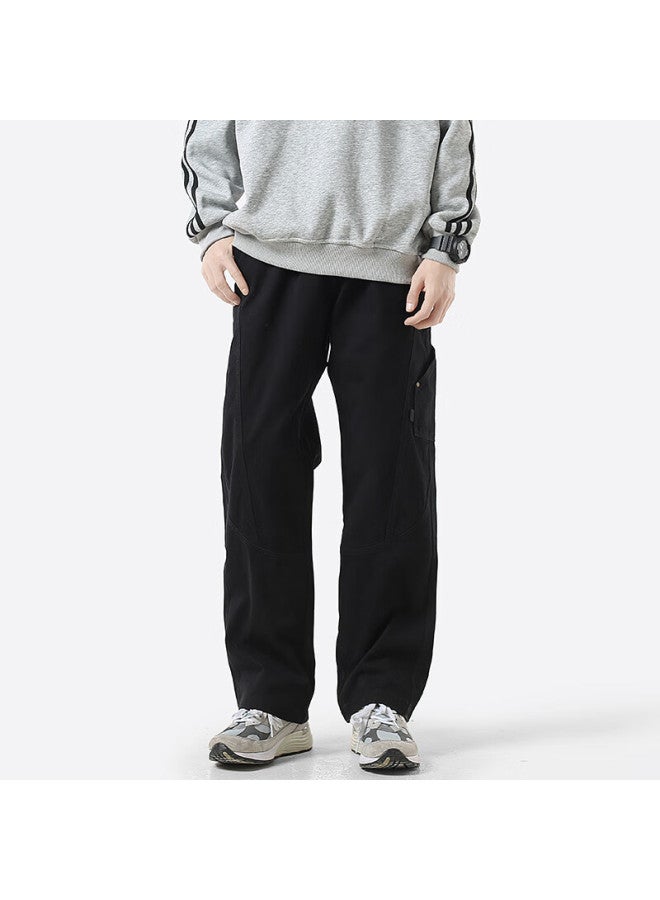 Dingfengbaoluo Pure Cotton American Workwear Pants Men Trendy Durable Loose Straight Casual Trousers Cor60 Black 3XL - Image 1
